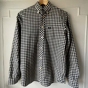 Fred Perry Black & White Button Down Flannel Shirt XS